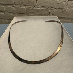 Gold Hammered Metal Necklace, Structured
